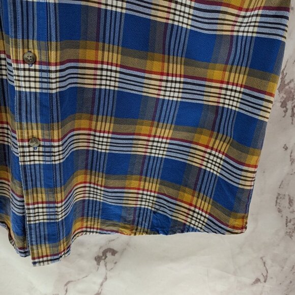 Wrangler Shirt Mens XL Blue Yellow Button Down Plaid Twenty X 20X Short Sleeve - Picture 4 of 12